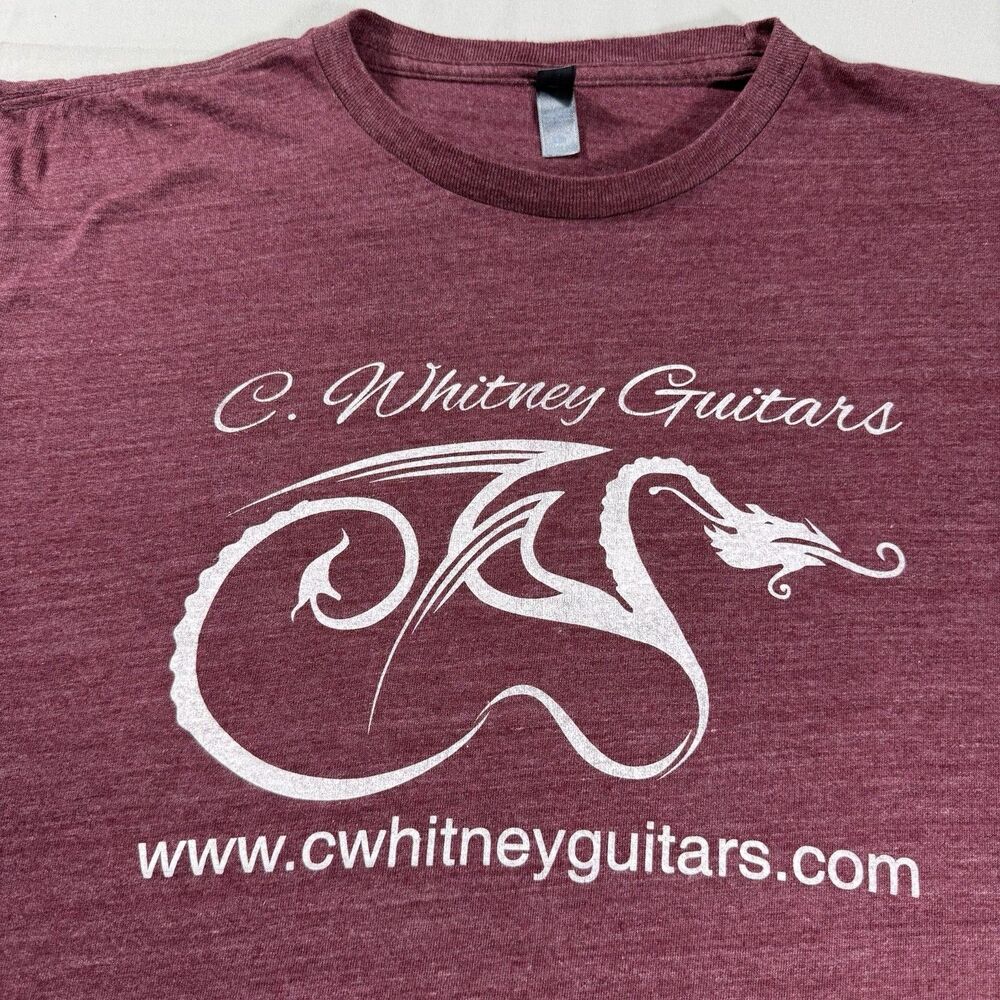 C Whitney Guitar Graphic Promo Men’s T-Shirt Maroon Sz XL Dragon Logo